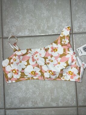 Raisins Juniors' Shine On Printed One-Shoulder Bikini Top Size Large